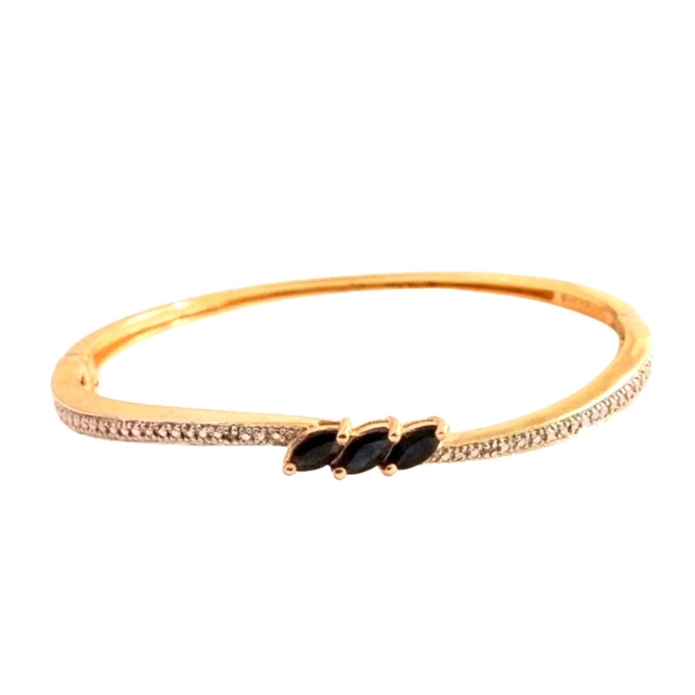 Vintage Genuine Sapphire & Diamond Accent Vermeil Bangle! - Picture 2 of 6